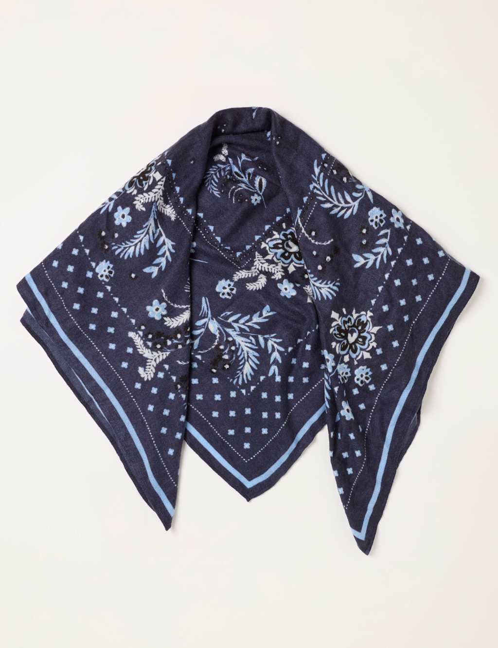 Fatface Women's Woven Floral Square Scarf with Wool - Navy Mix - Available at M&S