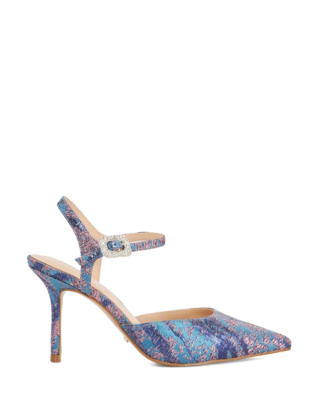 Dune London Jacquard Pointed Toe Court Shoes Teal