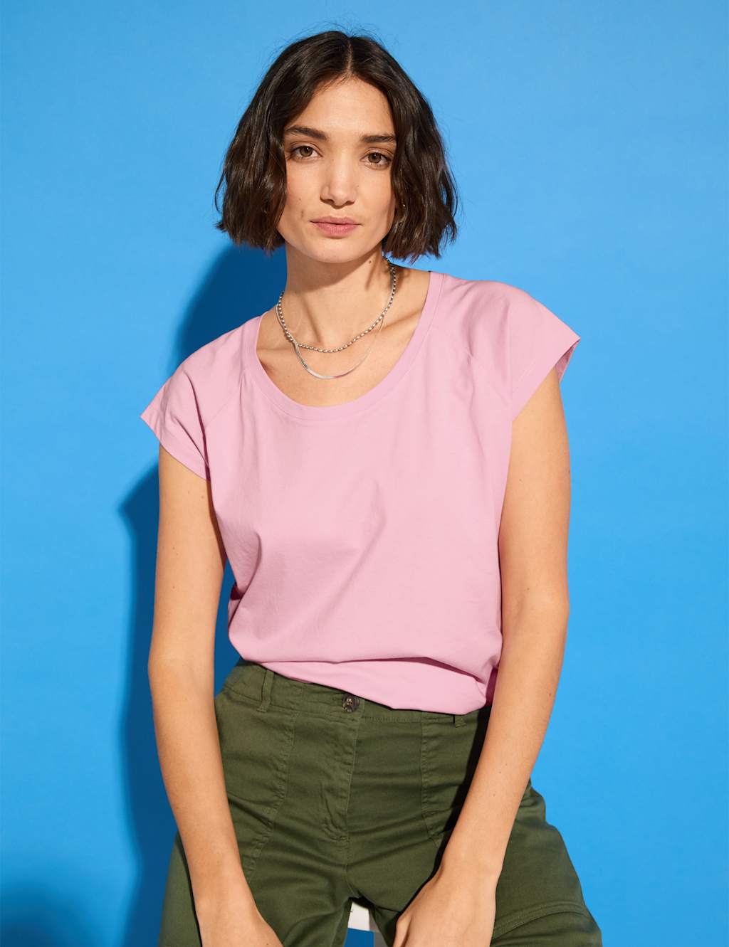 Pure Cotton Scoop Neck T-Shirt