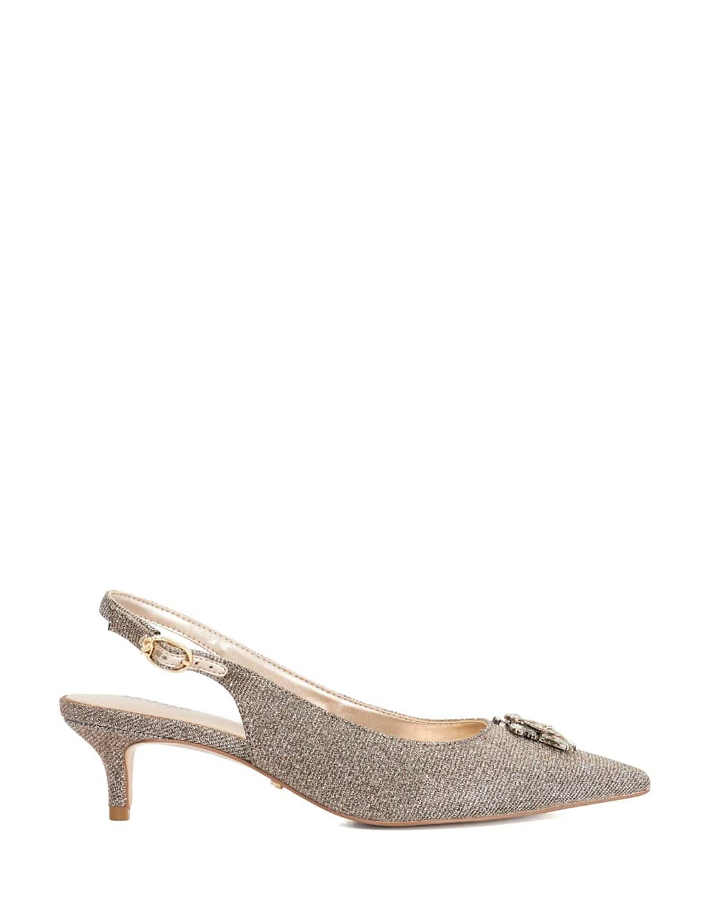 Dune London Metallic Pointed Toe Court Shoes Bronze
