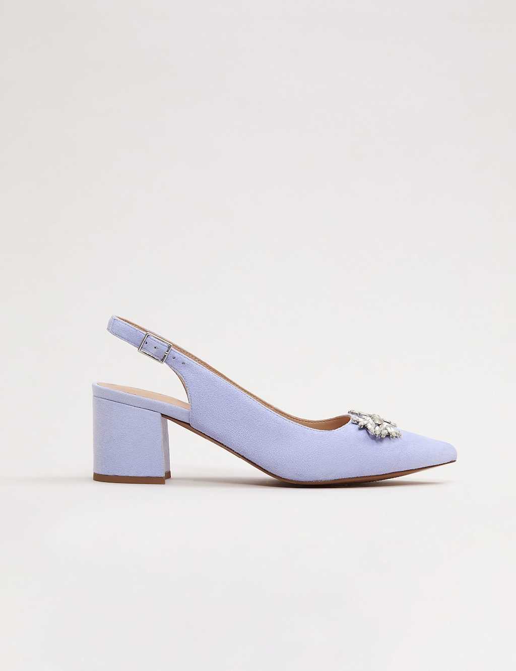 Phase Eight Women's Suede Sparkle Block Heel Slingback Shoes - 5 - Pale Blue - Available at M&S