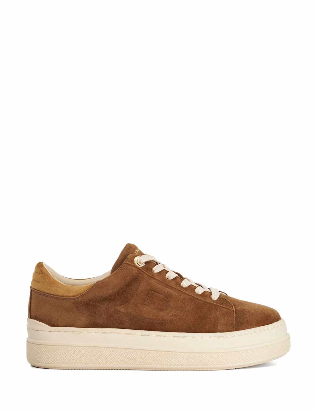 Dune London Suede Lace Up Flatform Trainers Dark Brown