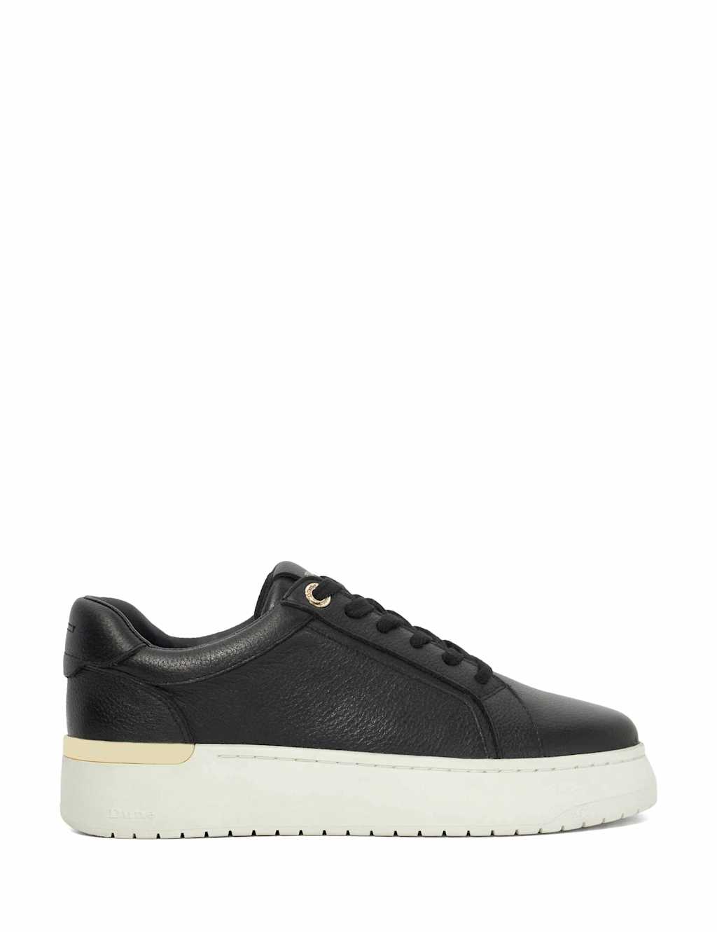 Dune London Leather Lace Up Flatform Trainers Black