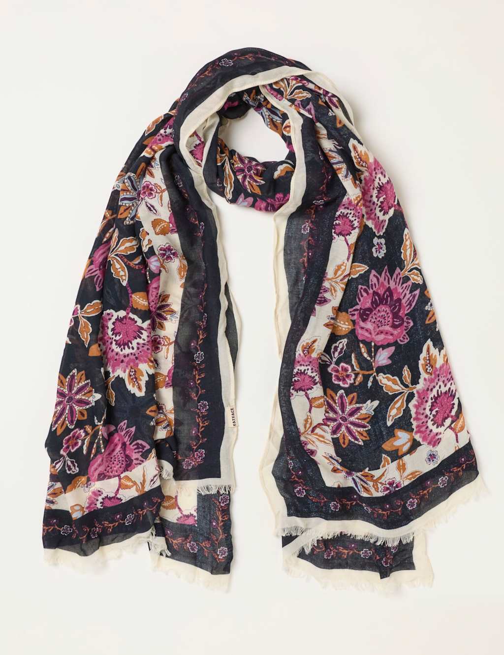 Fatface Women's Floral Fringed Scarf - Navy Mix - Available at M&S
