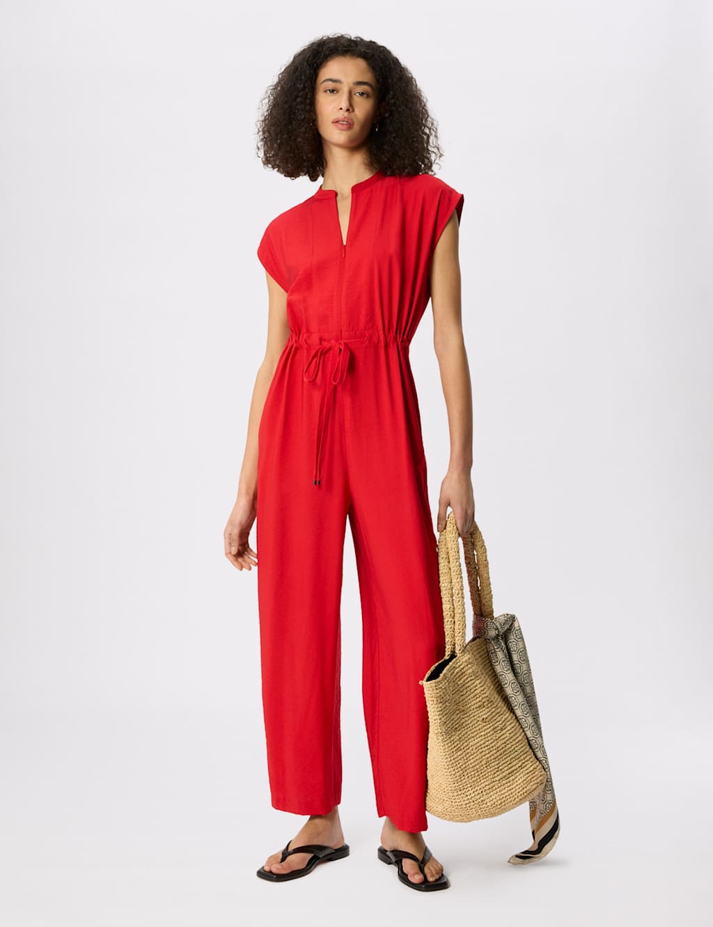 Whistles Women's Drawstring Sleeveless Jumpsuit - 8 - Red - Available at M&S