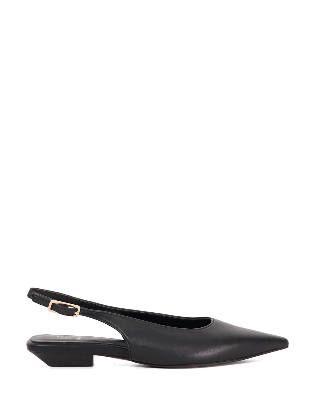 Dune London Leather Angle Heel Pointed Slingback Shoes Black