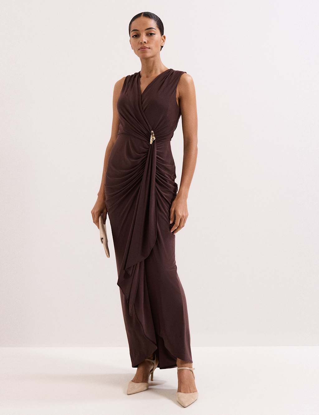 Phase Eight Women's V-Neck Maxi Wrap Dress - 16 - Brown - Available at M&S