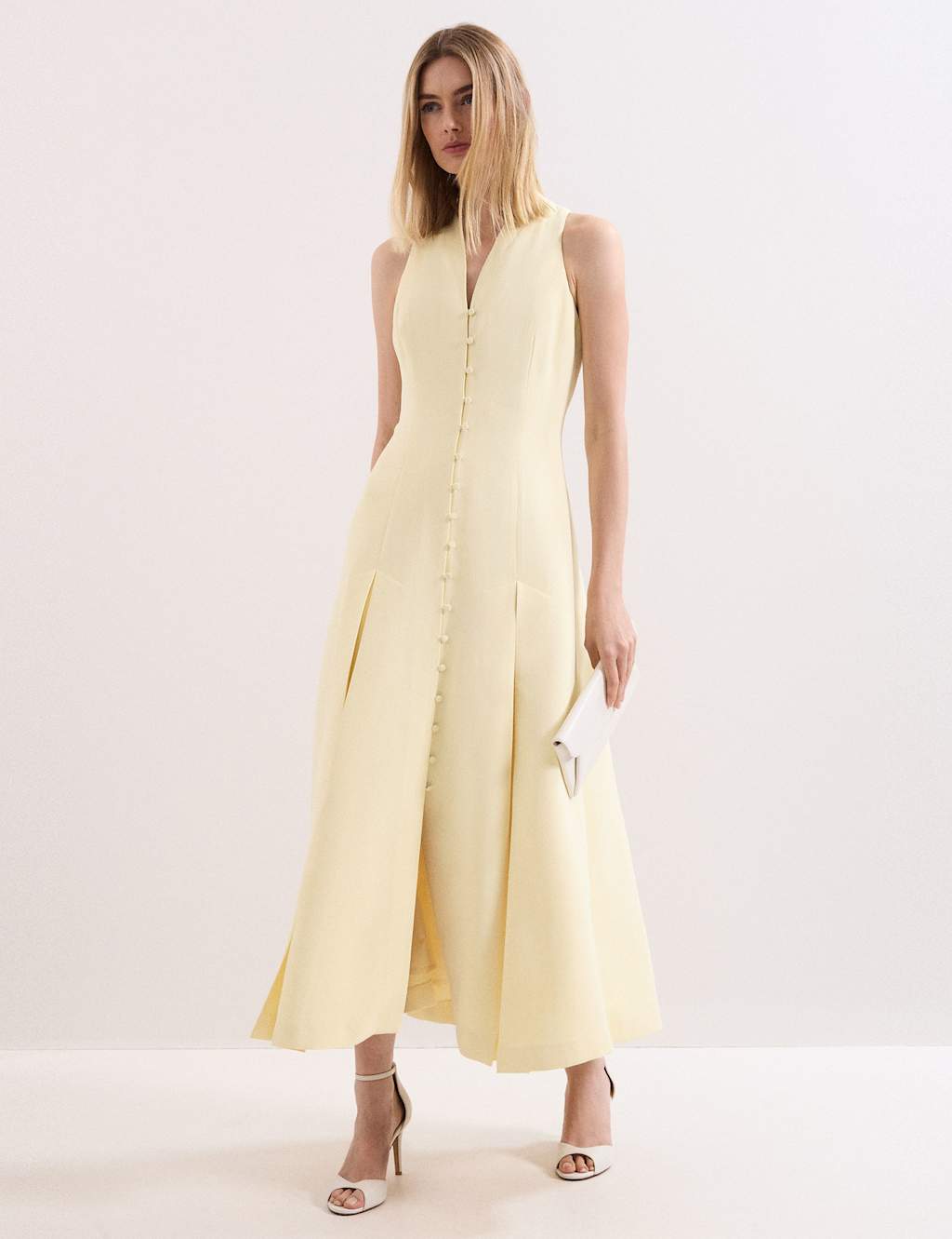 Phase Eight Women's V-Neck Midaxi Skater Dress - 14 - Yellow - Available at M&S