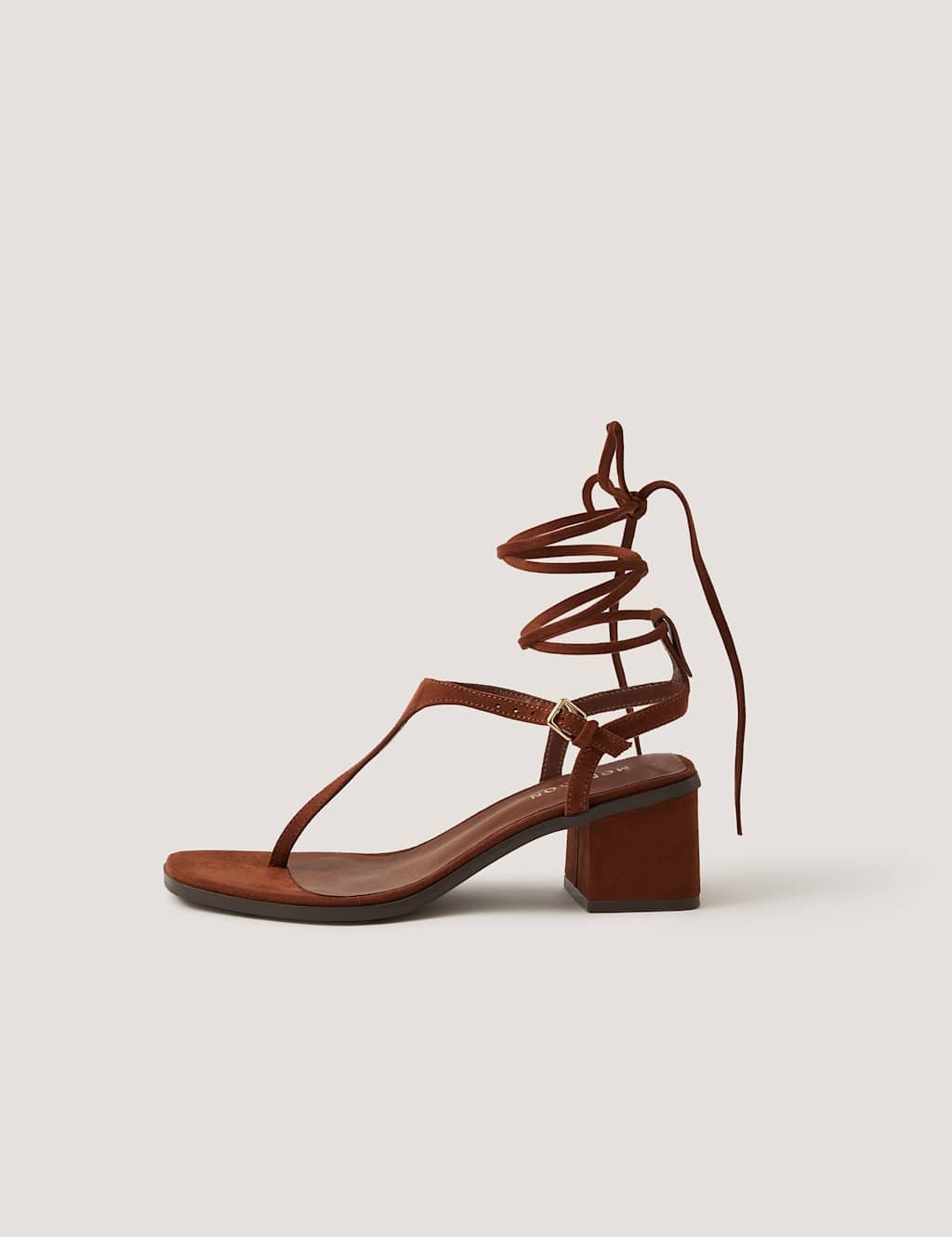 Monsoon Women's Block Heel Toe Post Tie Sandals - 6 - Chocolate - Available at M&S
