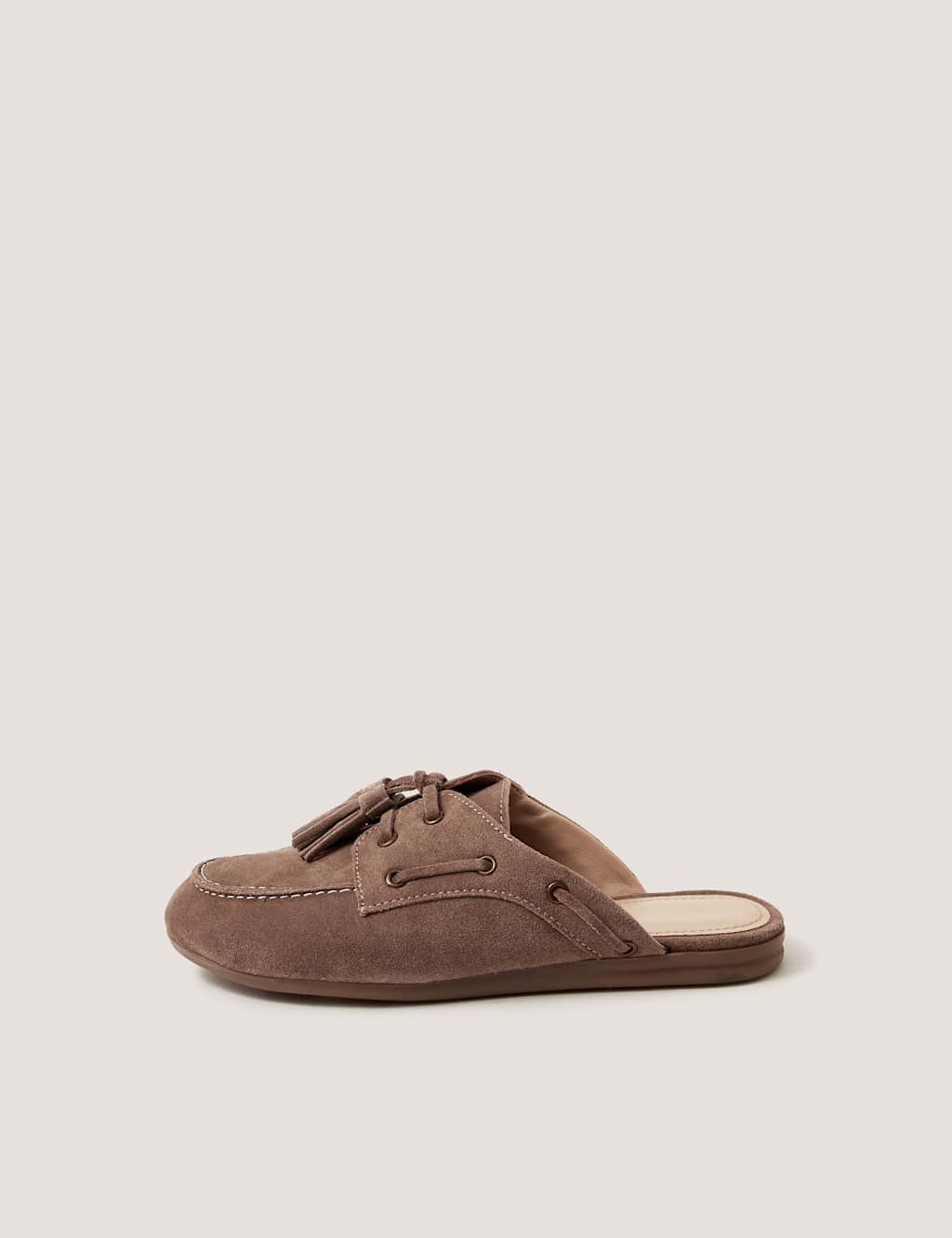 Monsoon Women's Suede Slip On Tassel Flat Loafer - 8 - Neutral - Available at M&S