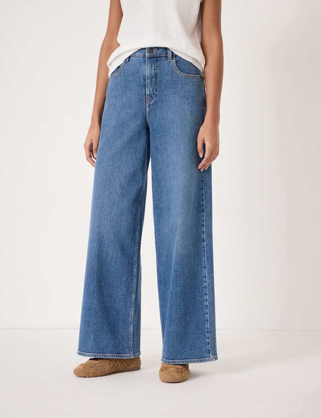 Hush Women's High Waisted Wide Leg Jeans - 10 - Blue Denim - Available at M&S
