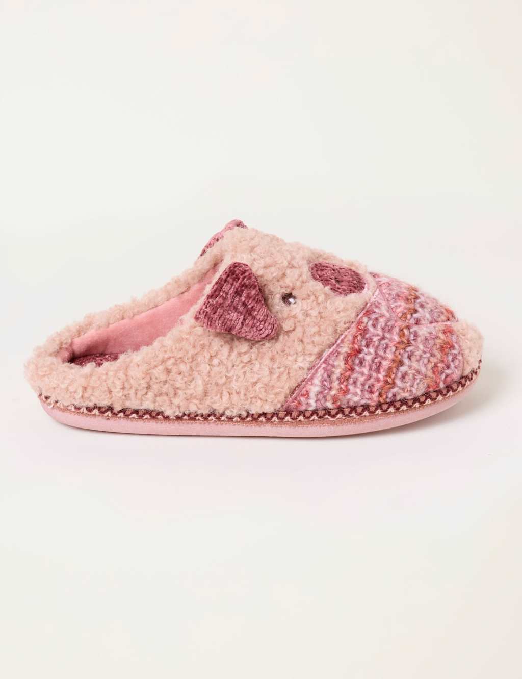 Fatface Women's Pig Mule Slippers - Small - Pink Mix - Available at M&S