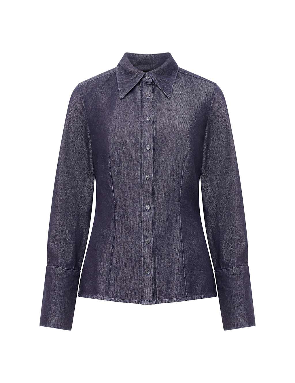 French Connection Cotton Rich Fitted Shirt Blue