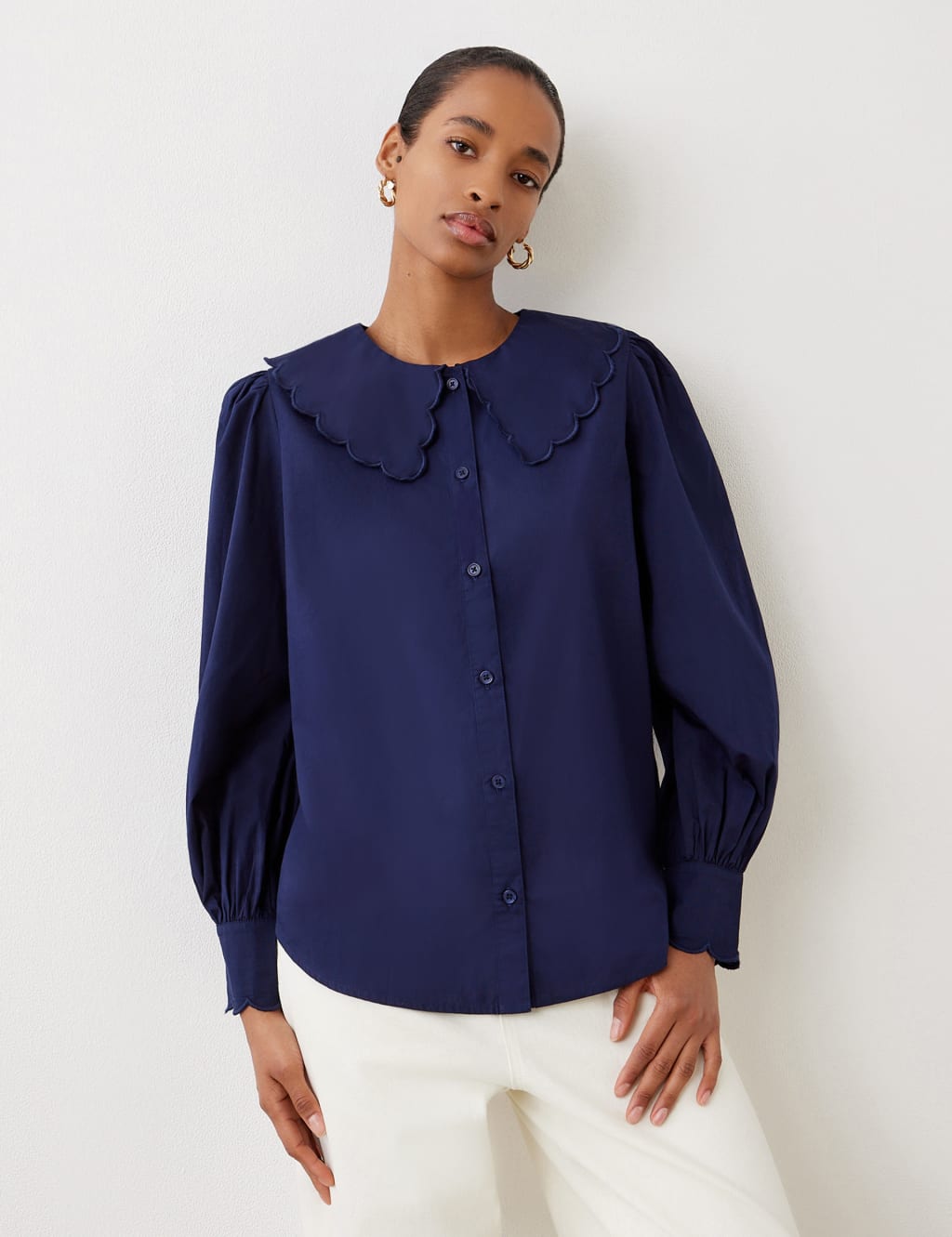 Pure Cotton Peter Pan Collar Shirt