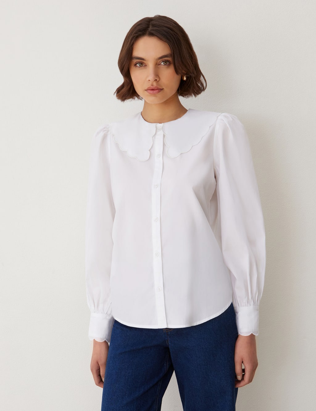Pure Cotton Peter Pan Collar Shirt