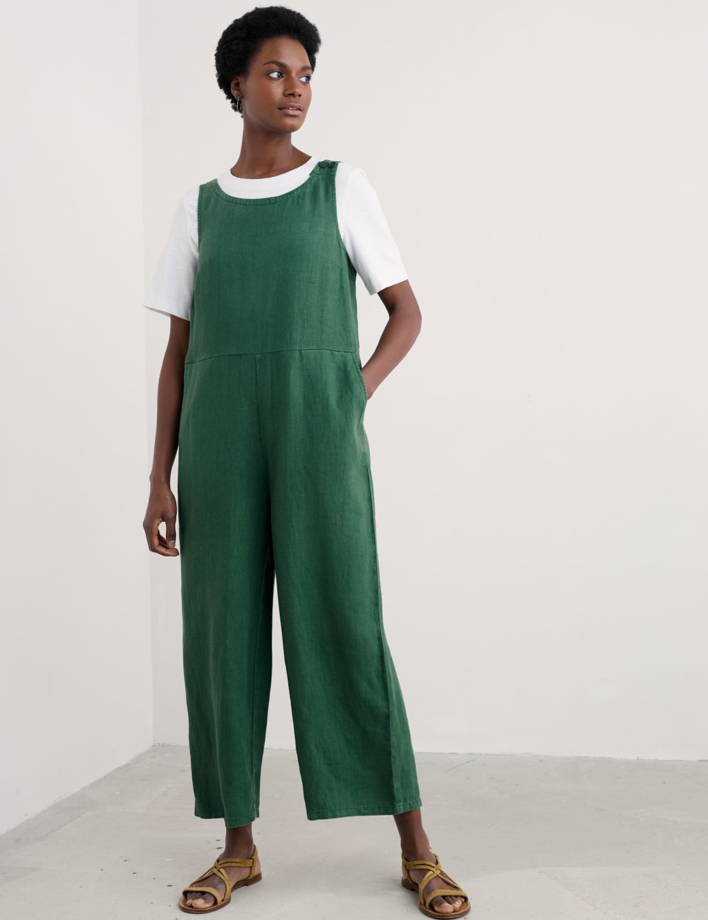 Pure Linen Sleeveless Jumpsuit
