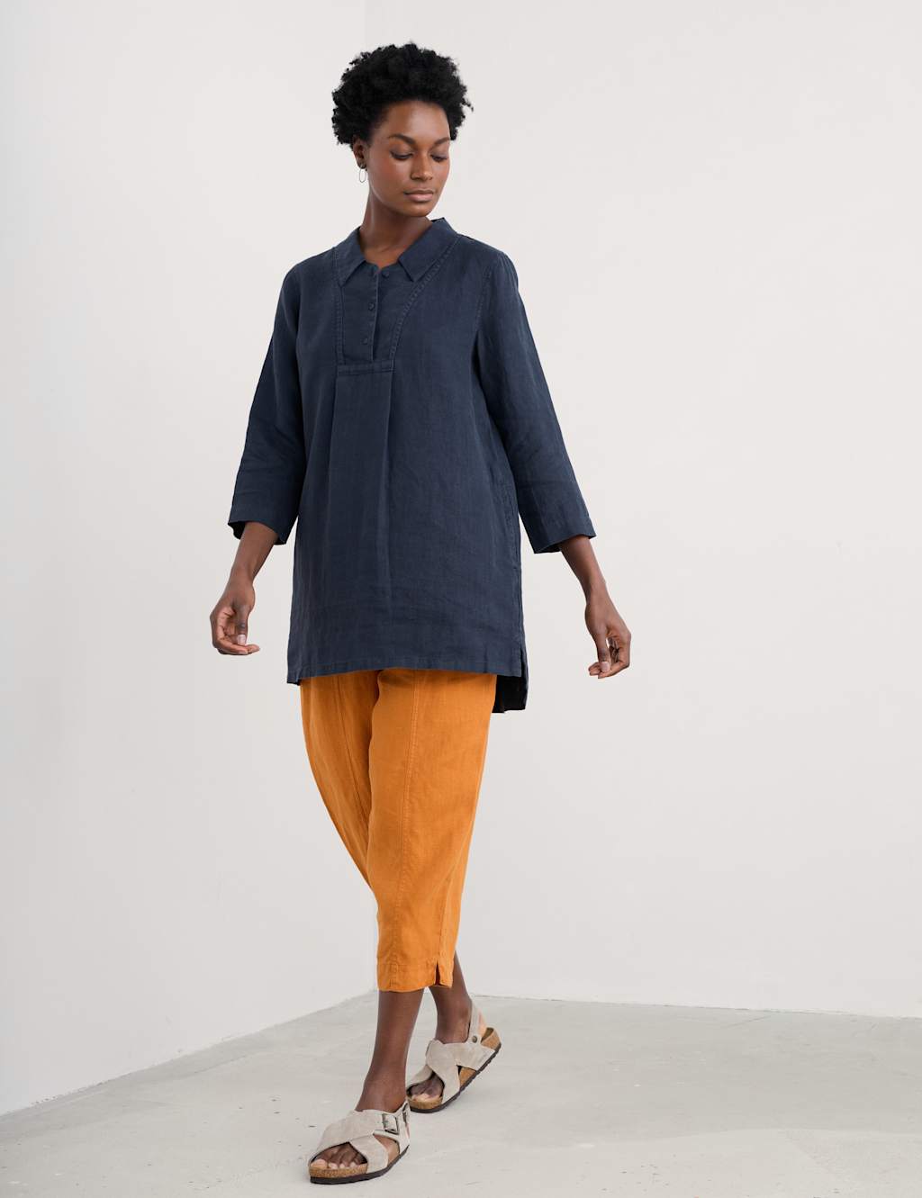 Pure Linen Collared Tunic