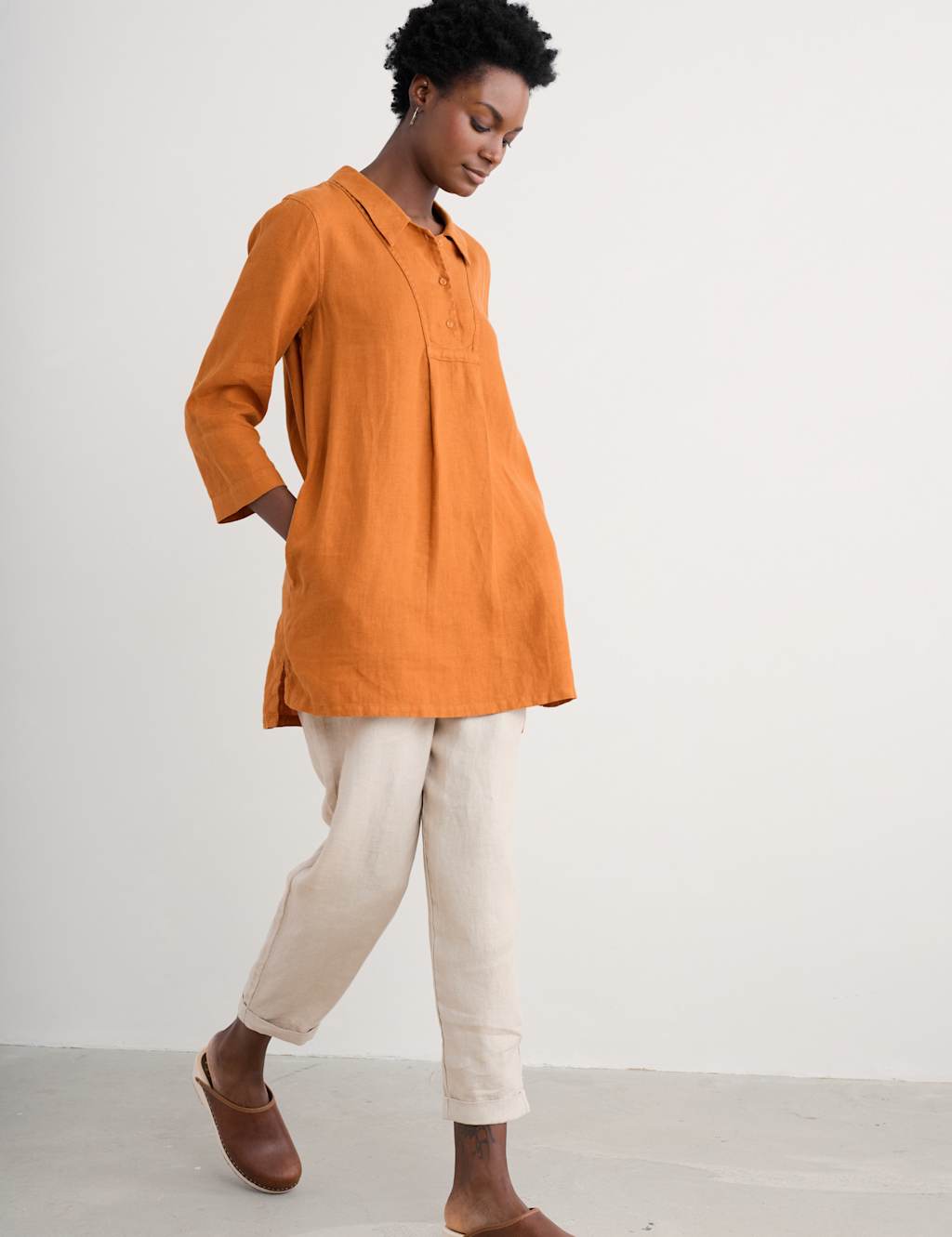 Pure Linen Collared Tunic