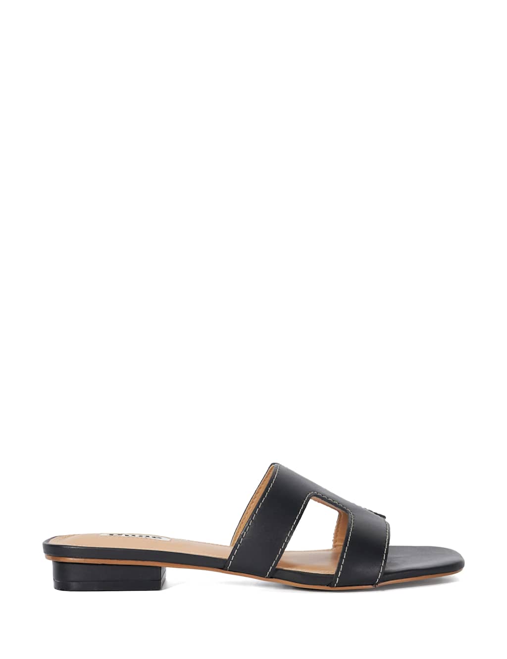 Leather Cutout Block Heel Sliders