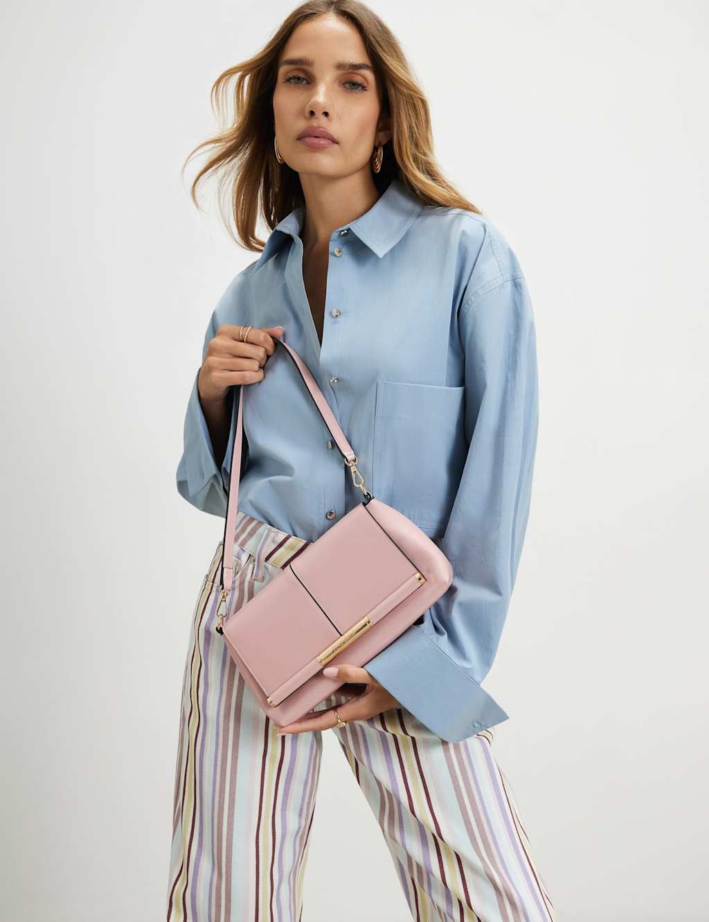 River Island Women's Faux Leather Clutch Bag - Pink - Available at M&S