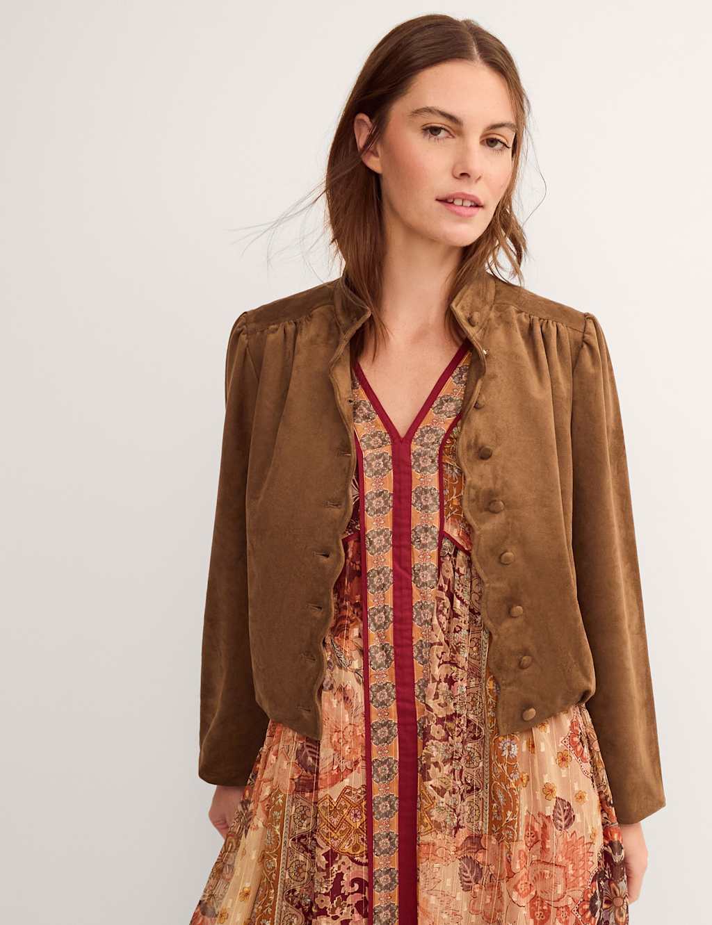 Monsoon Women's Faux Suede Jacket - 12 - Brown - Available at M&S