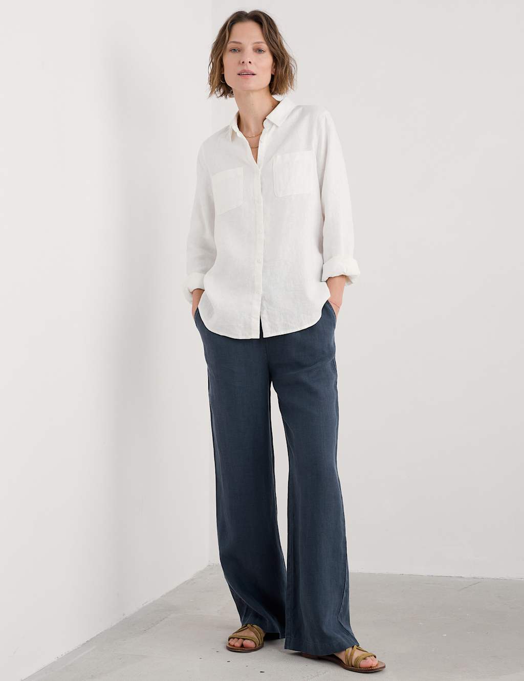 Pure Linen Elasticated Waist Trousers