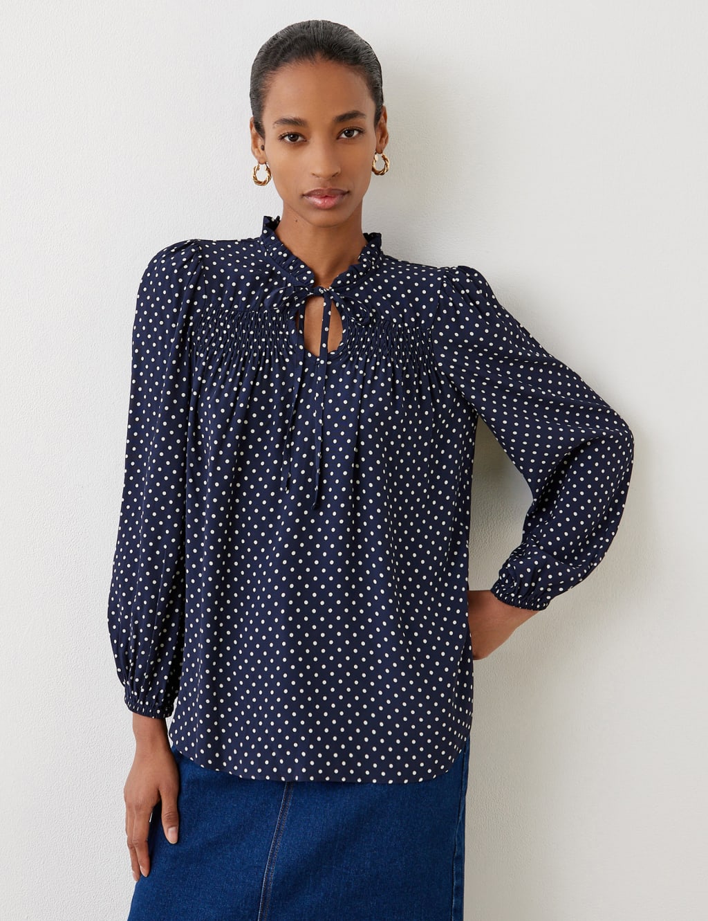 Crepe Printed V-Neck Blouse