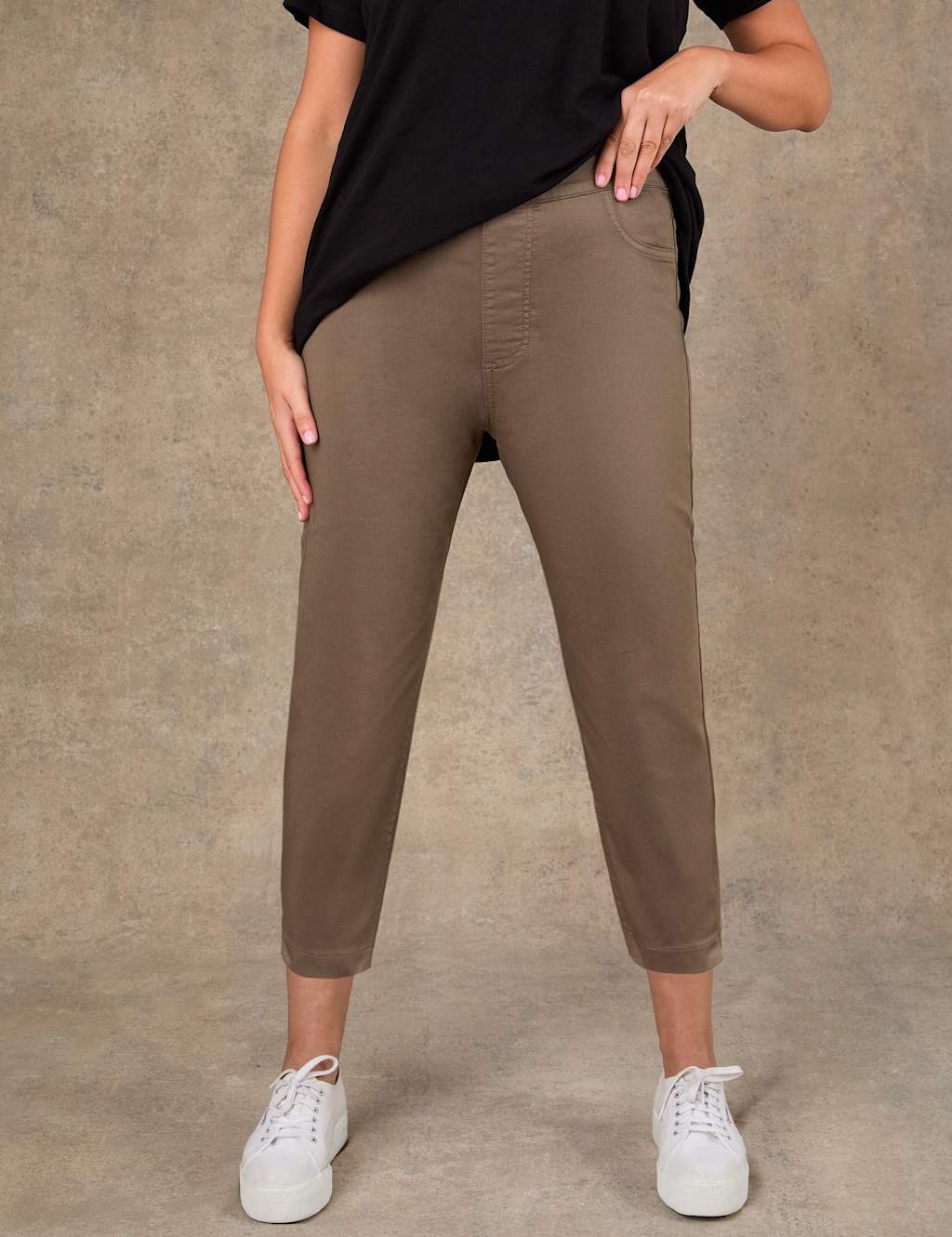 Live Unlimited London Women's High Waisted Cropped Jeggings - 26 - Khaki - Available at M&S