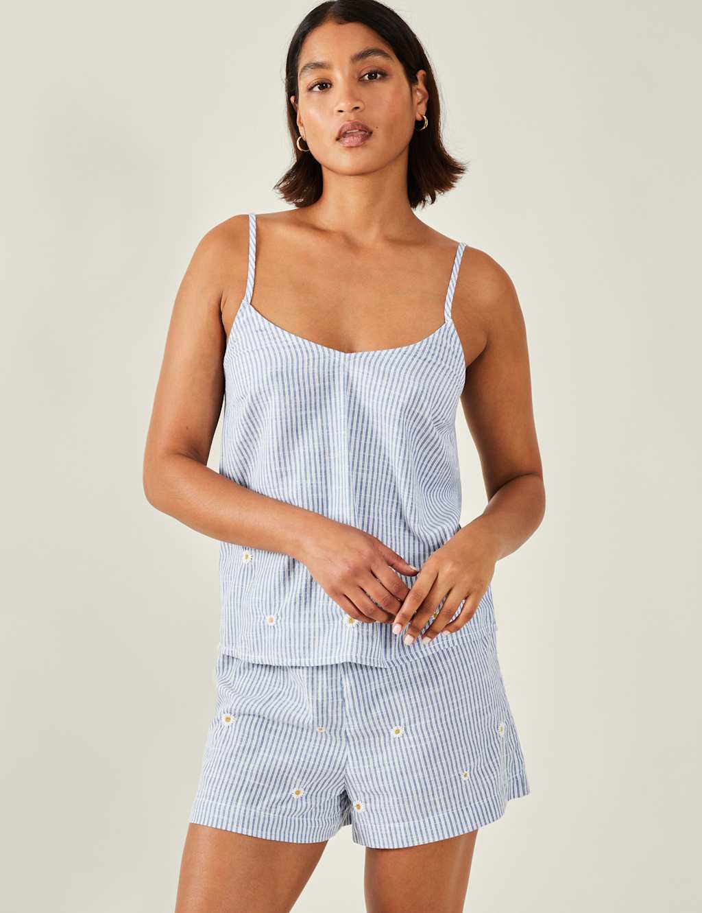 Pure Cotton Striped Daisy Short Pyjama Set