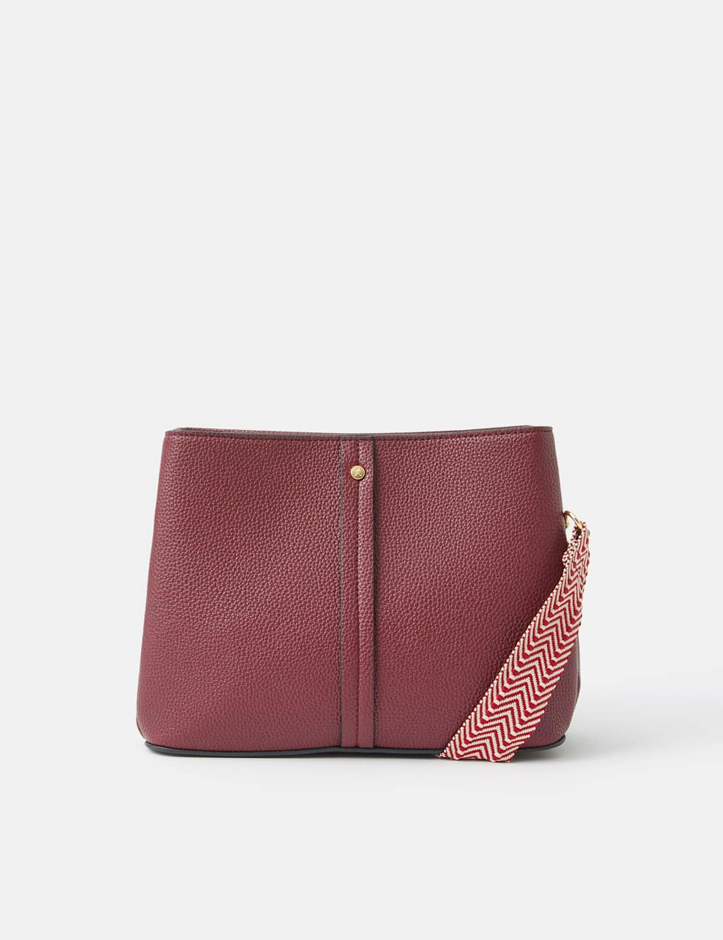 ACCESSORIZE Faux Leather Geometric Strap Cross Body Bag Burgundy