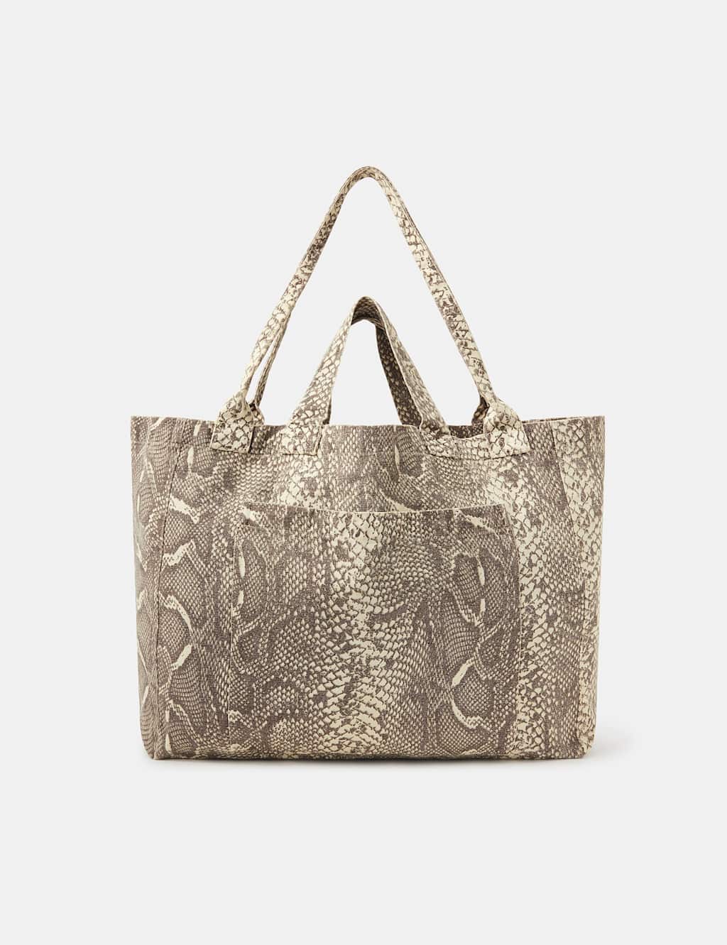ACCESSORIZE Snake Double Strap Shopper Cream Mix