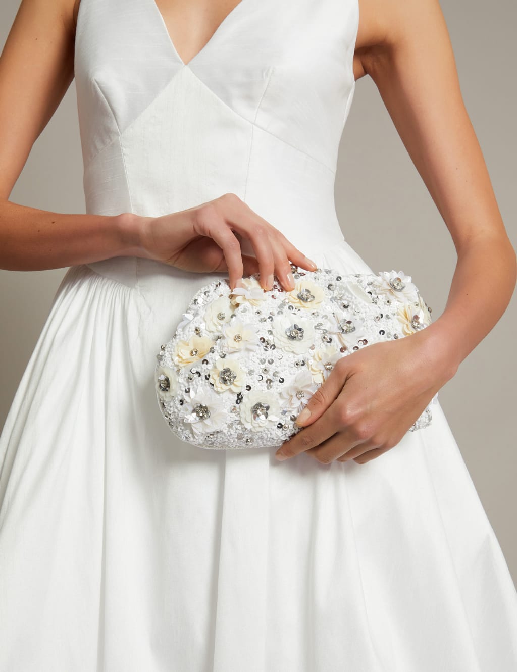 Beaded Chain Strap Clutch Bag