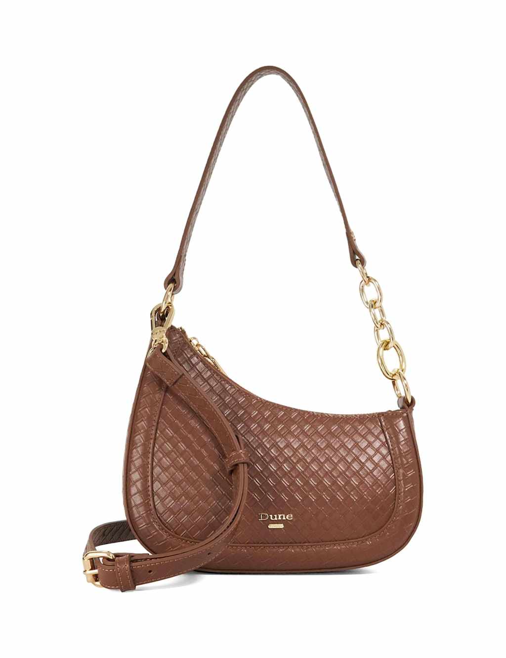 Dune London Women's Leather Patent Finish Shoulder Bag - Brown - Available at M&S
