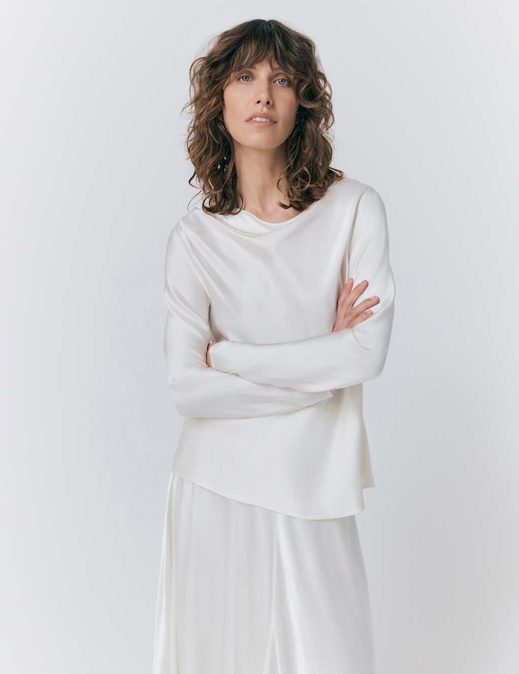 Satin Cowl Neck Blouse
