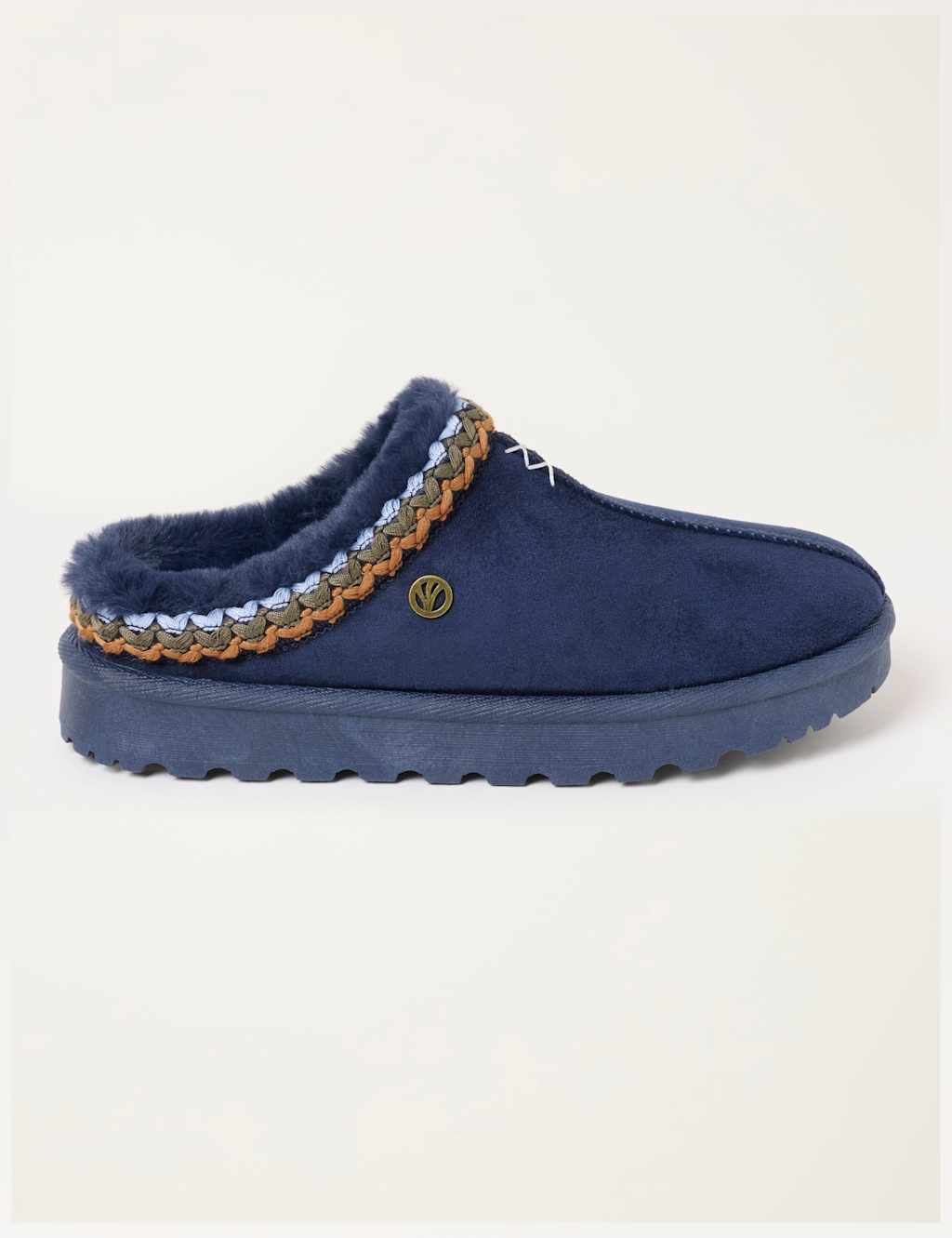 Fatface Women's Faux Fur Lined Mule Slippers - 5 - Navy Mix - Available at M&S