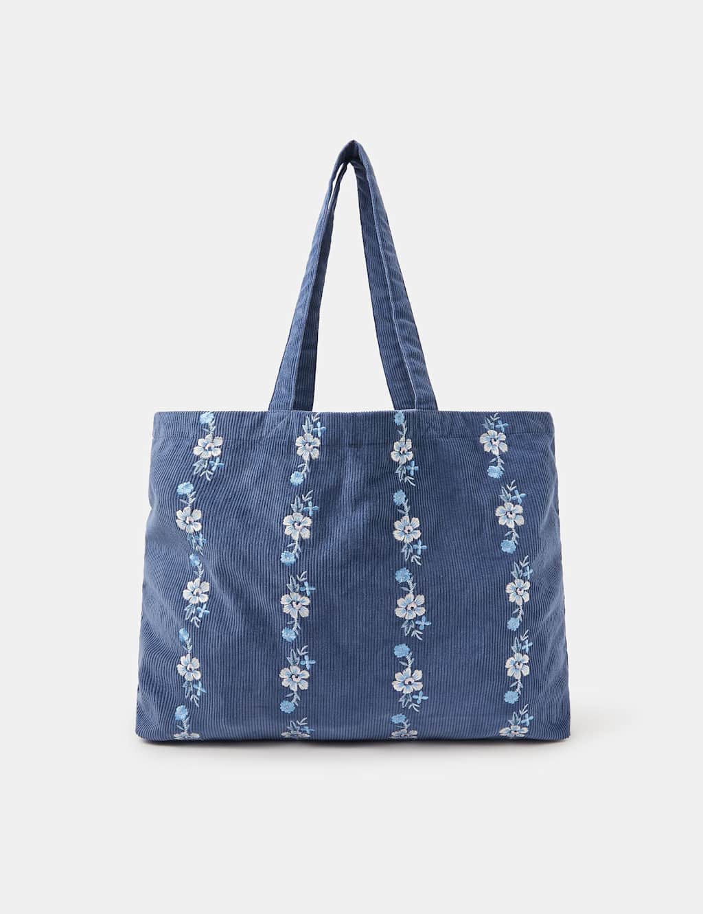ACCESSORIZE Pure Cotton Cord Embroidered Shoulder Bag Blue