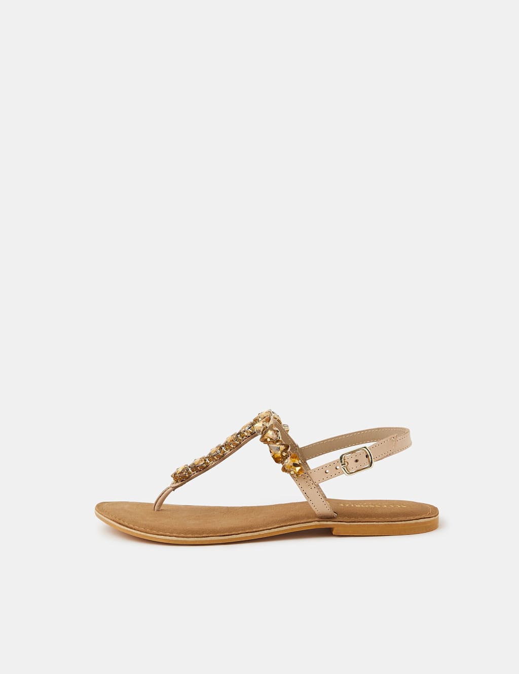 Accessorize Women's Embellished Ankle Strap Flat Sandals - 37 - Gold - Available at M&S