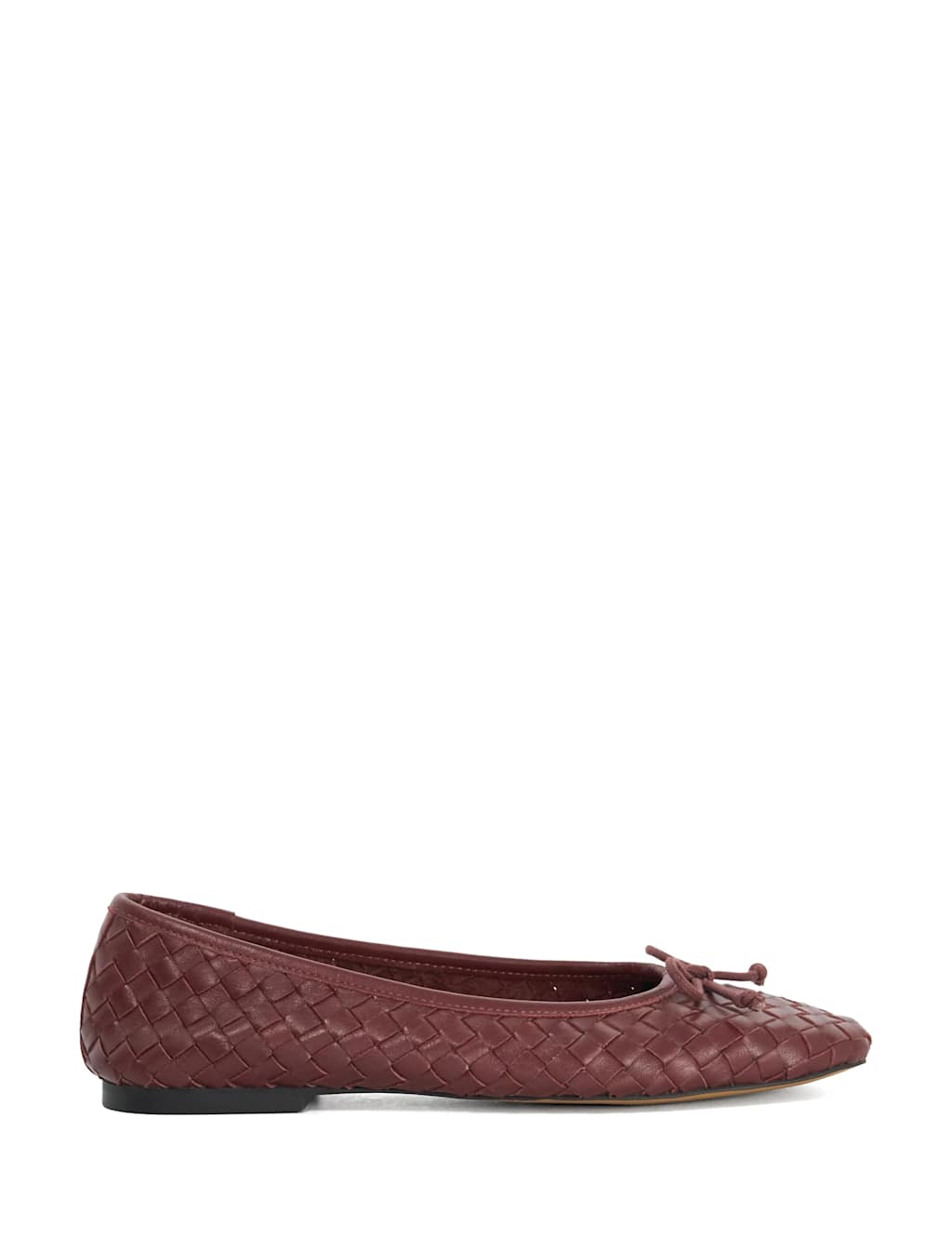 Dune London Women's Leather Woven Flat Ballet Pumps - 4 - Burgundy - Available at M&S