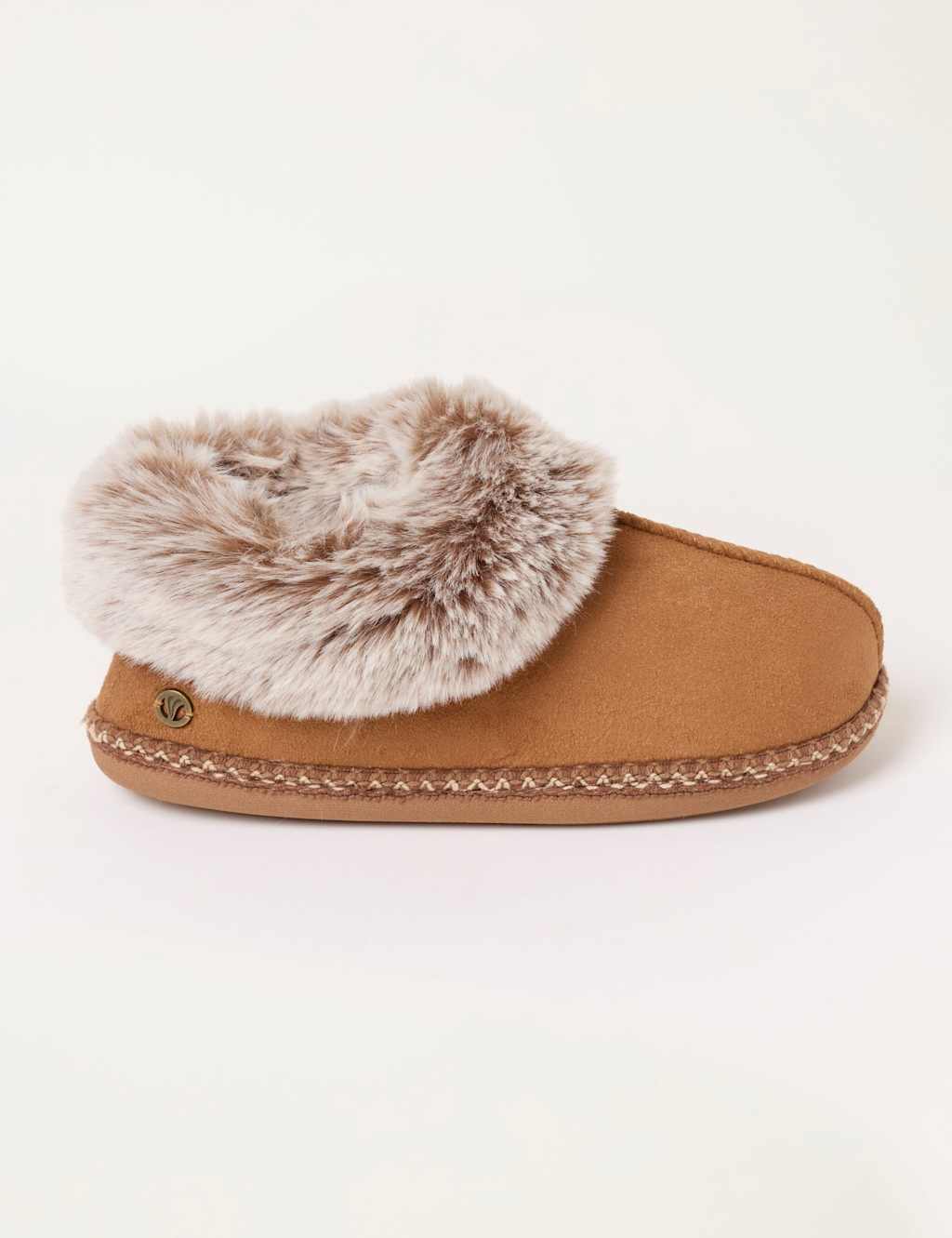 Fatface Women's Faux Fur Lined Mule Slipper Boots - Small - Brown Mix - Available at M&S