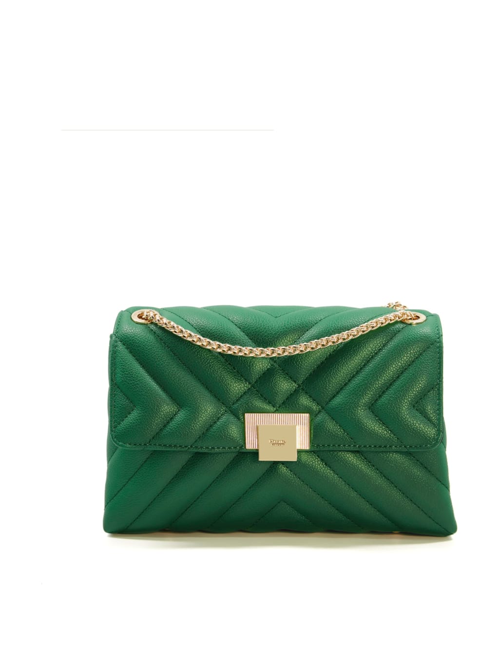 Dune London Quilted Chain Strap Shoulder Bag Green