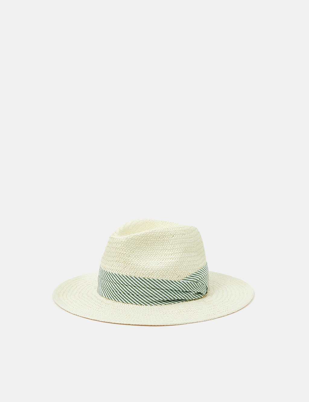 Straw Weave Striped Band Fedora Hat