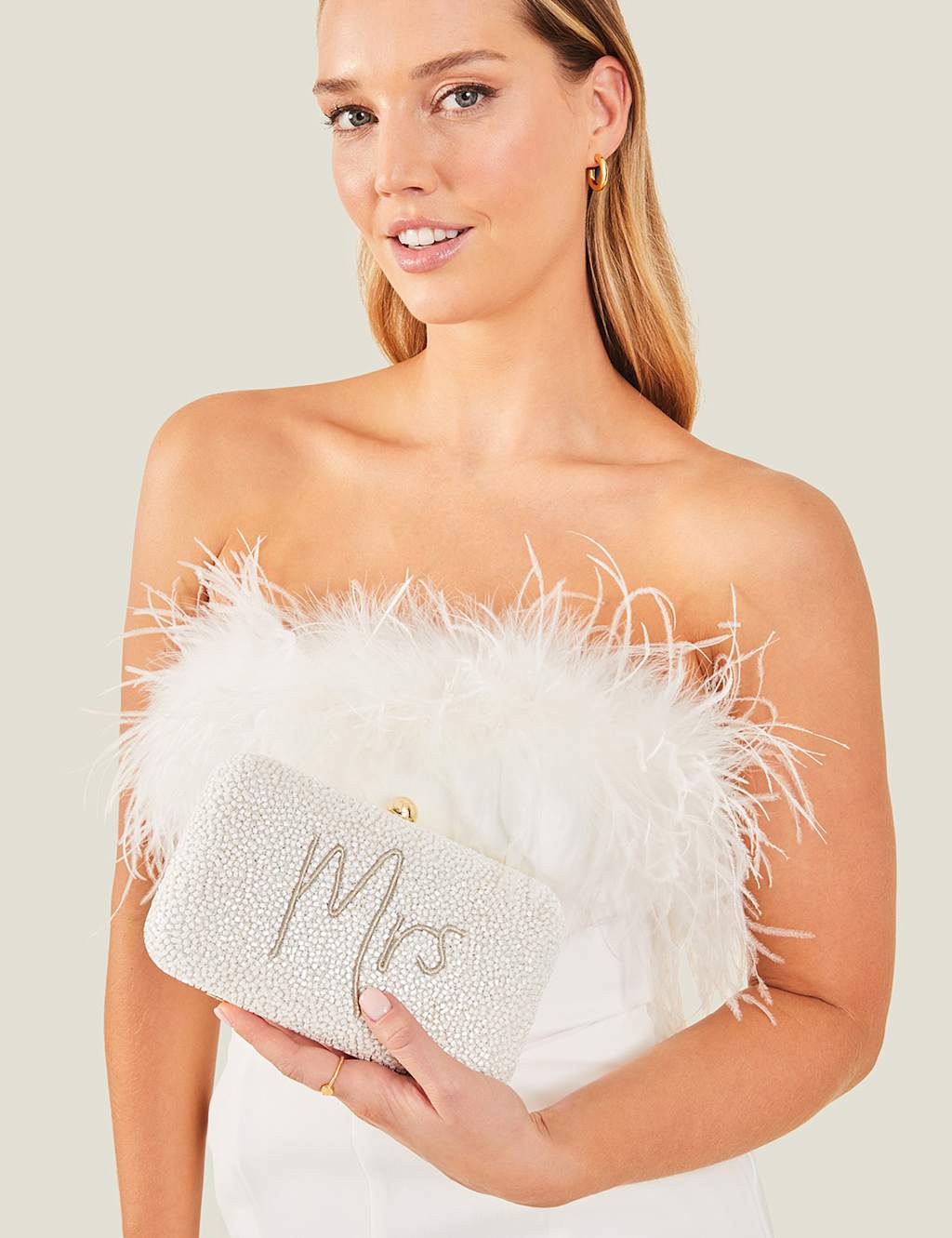 Beaded Mrs Embroidery Bridal Clutch Bag