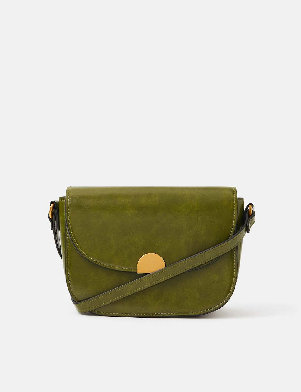 ACCESSORIZE Faux Leather Boxy Cross Body Bag Olive