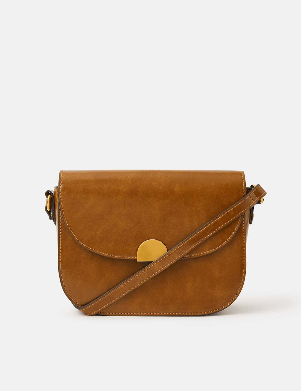 ACCESSORIZE Faux Leather Boxy Cross Body Bag Tan