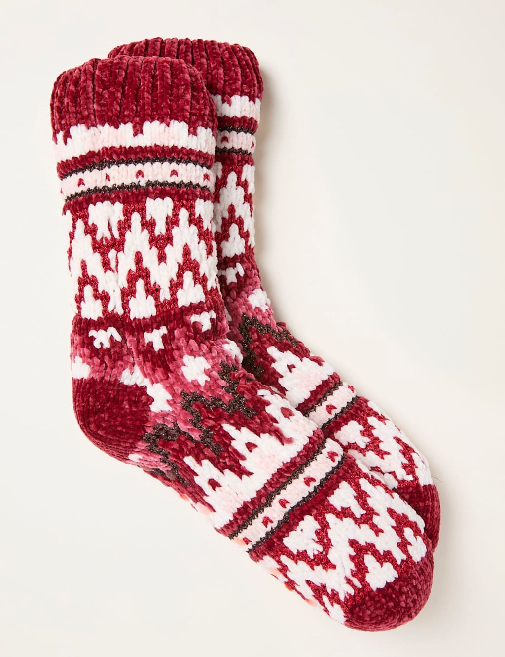 FatFace Fair Isle Fluffy Socks Red Mix