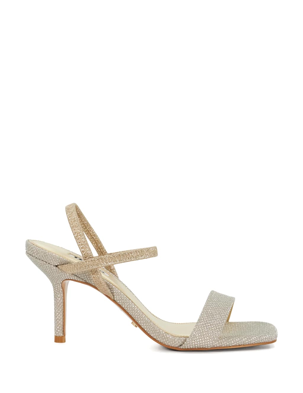 Glitter Stiletto Heel Square Toe Sandals