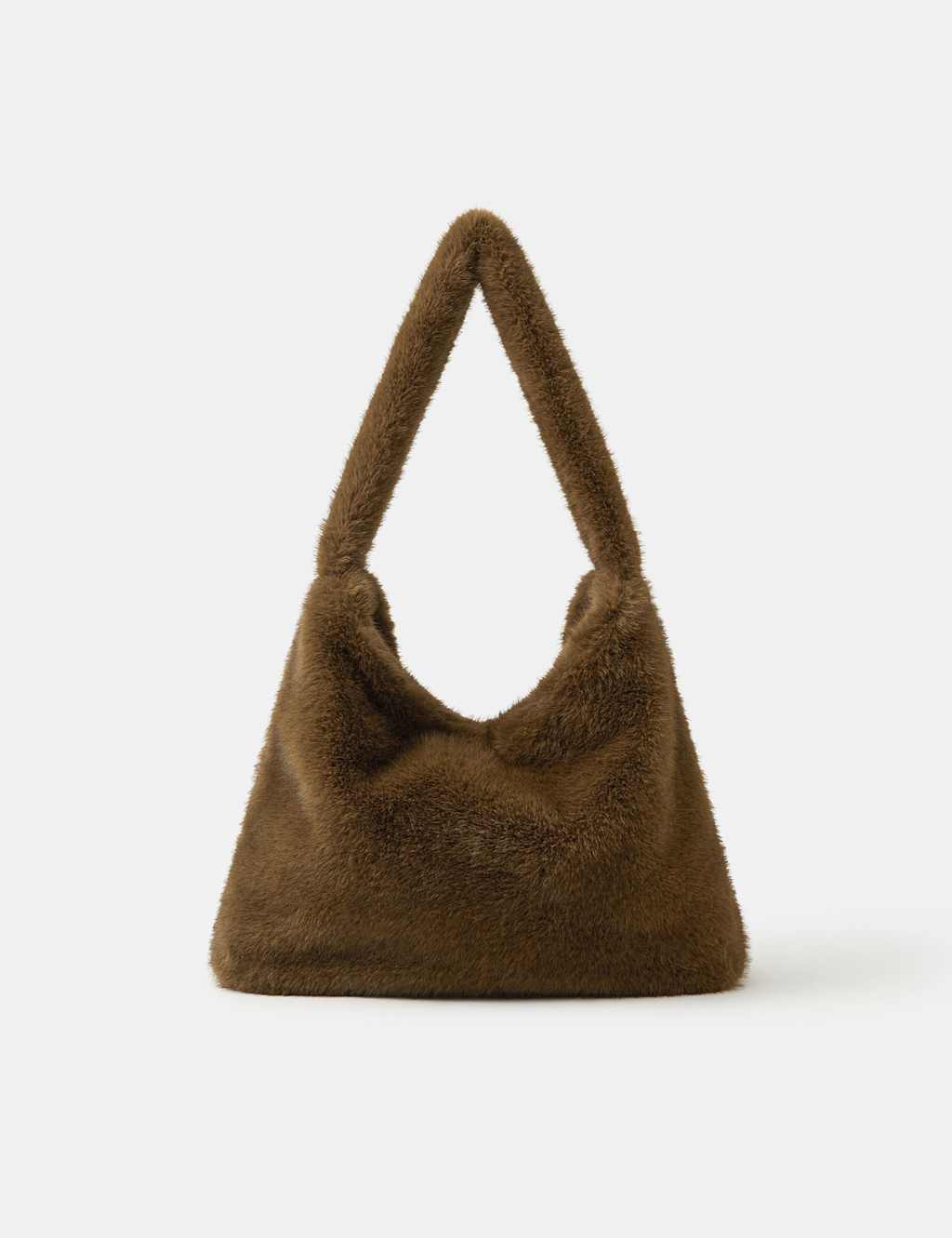 ACCESSORIZE Faux Fur Shoulder Bag Chocolate