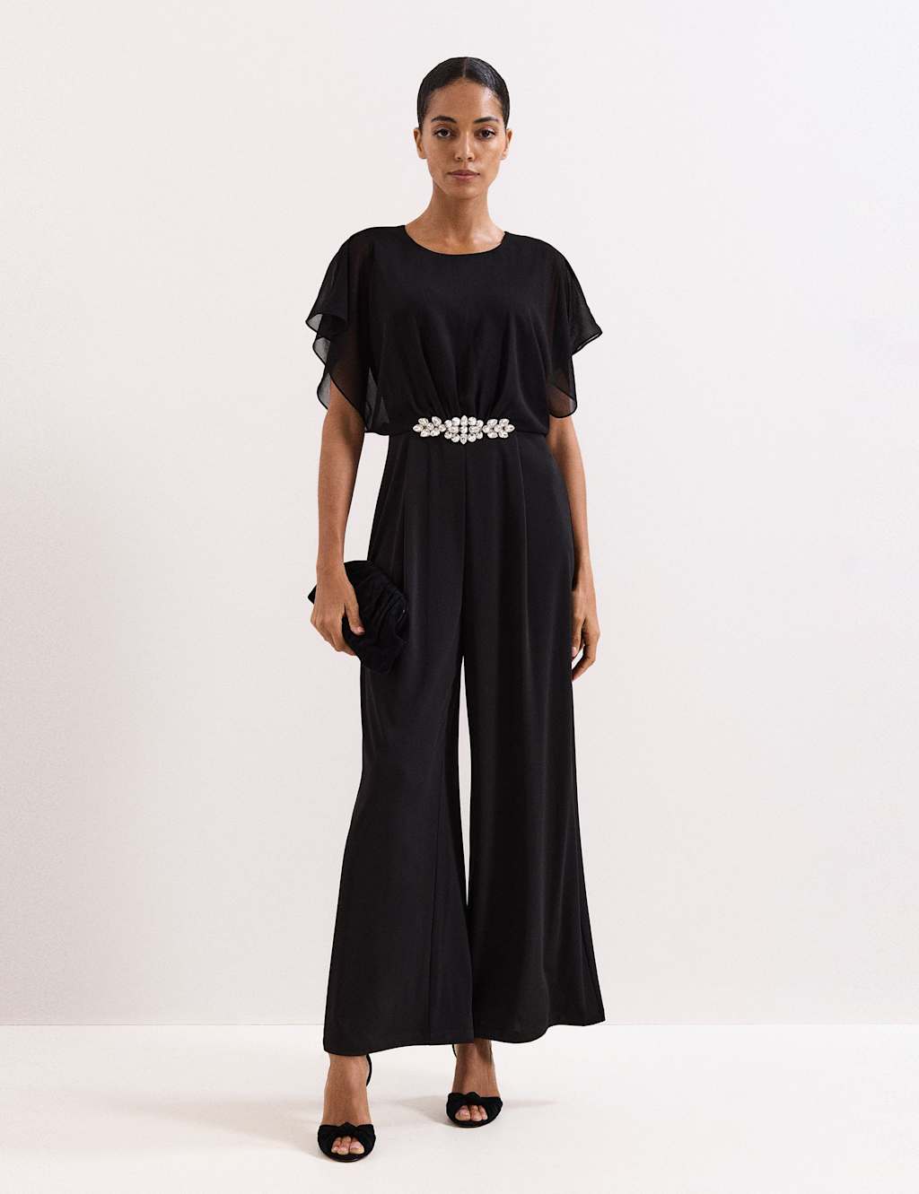 Phase Eight Women's Embellished Short Sleeve Jumpsuit - 10 - Black - Available at M&S