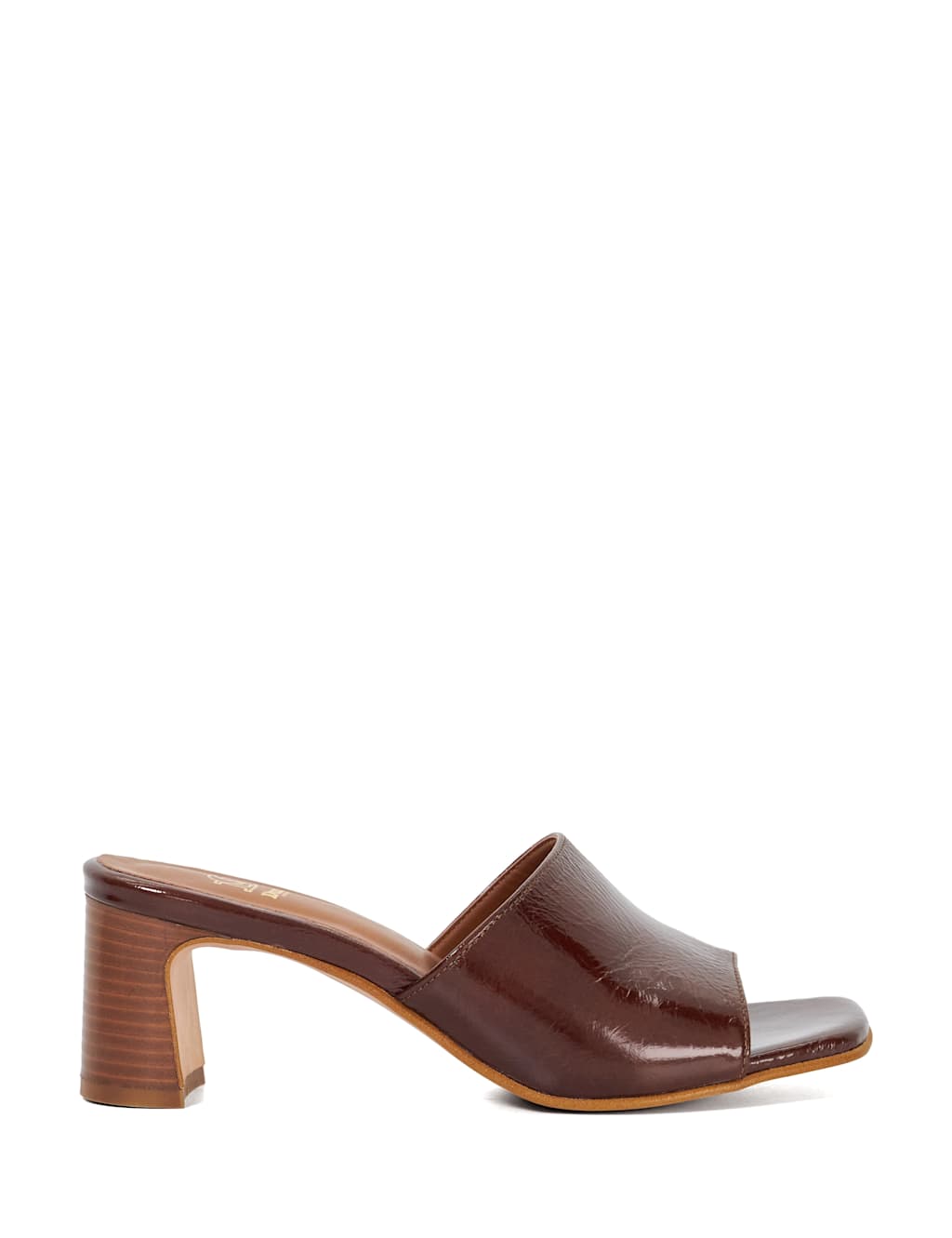 Leather Block Heel Mules
