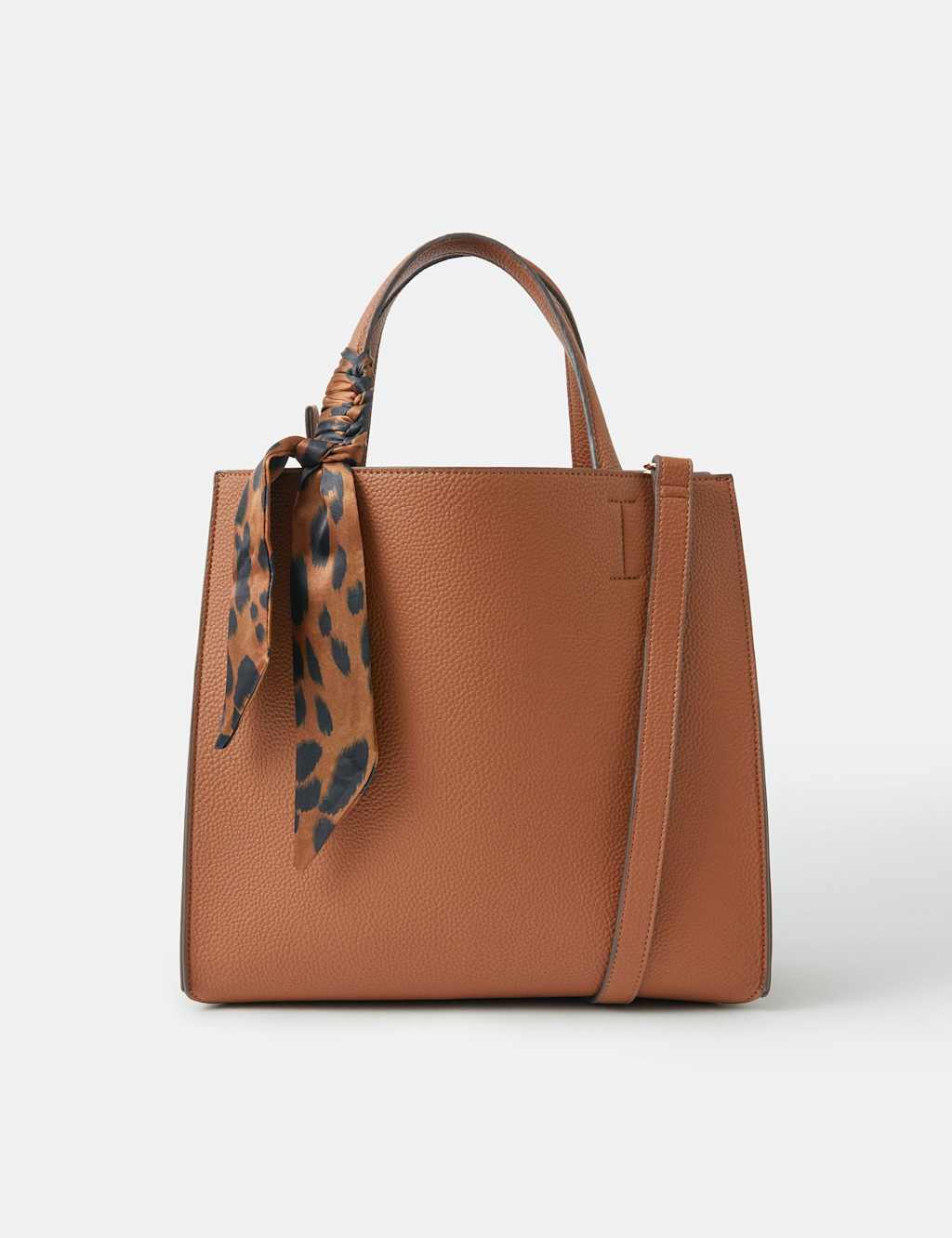 ACCESSORIZE Faux Leather Scarf Detail Bag Tan